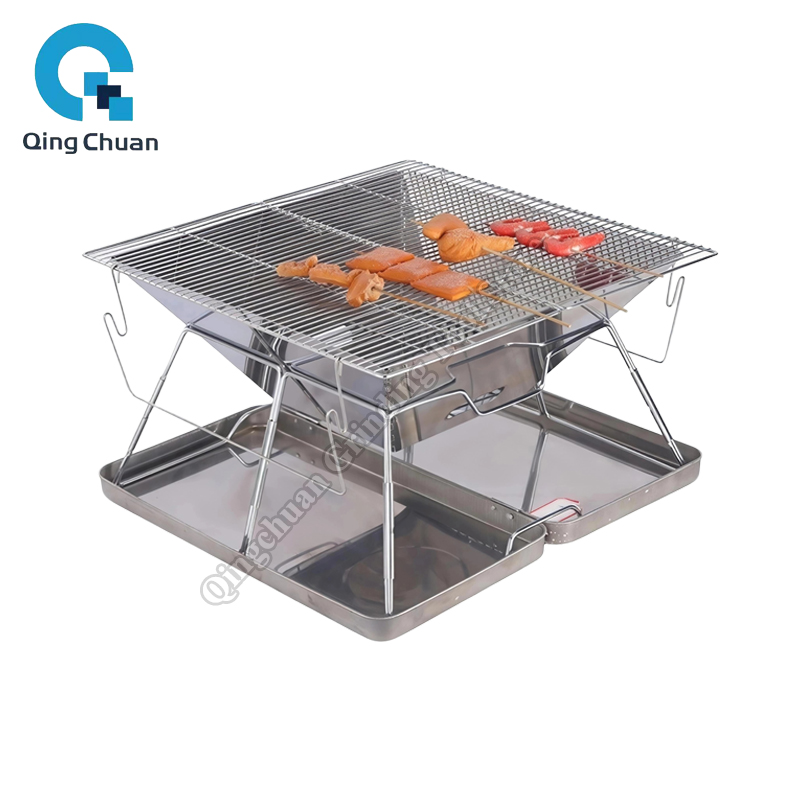 Camping Cooking - Camping Grill Charcoal Stove Folding Stainless