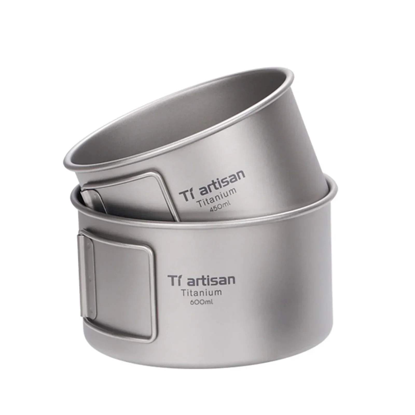 Camping Cooking Pot With Lid - Titanium Bowl With Folding Handle Camping