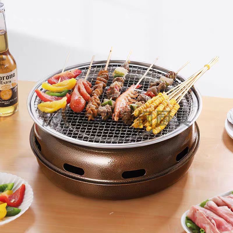 Camping Cooking Set Compact - Korean-Style Round BBQ Grill - Portable
