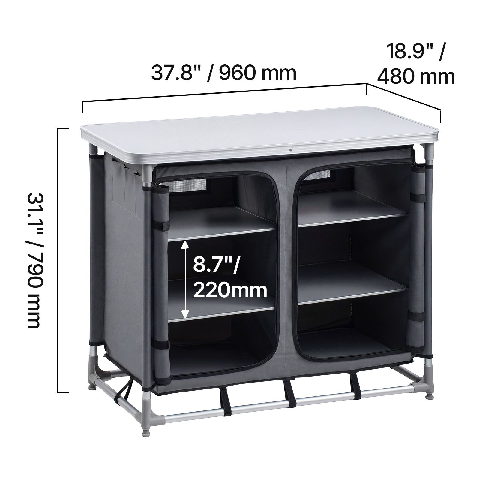 Camping Cooking Set Compact - Camping Storage Cabinet, Outdoor Portable Aluminum