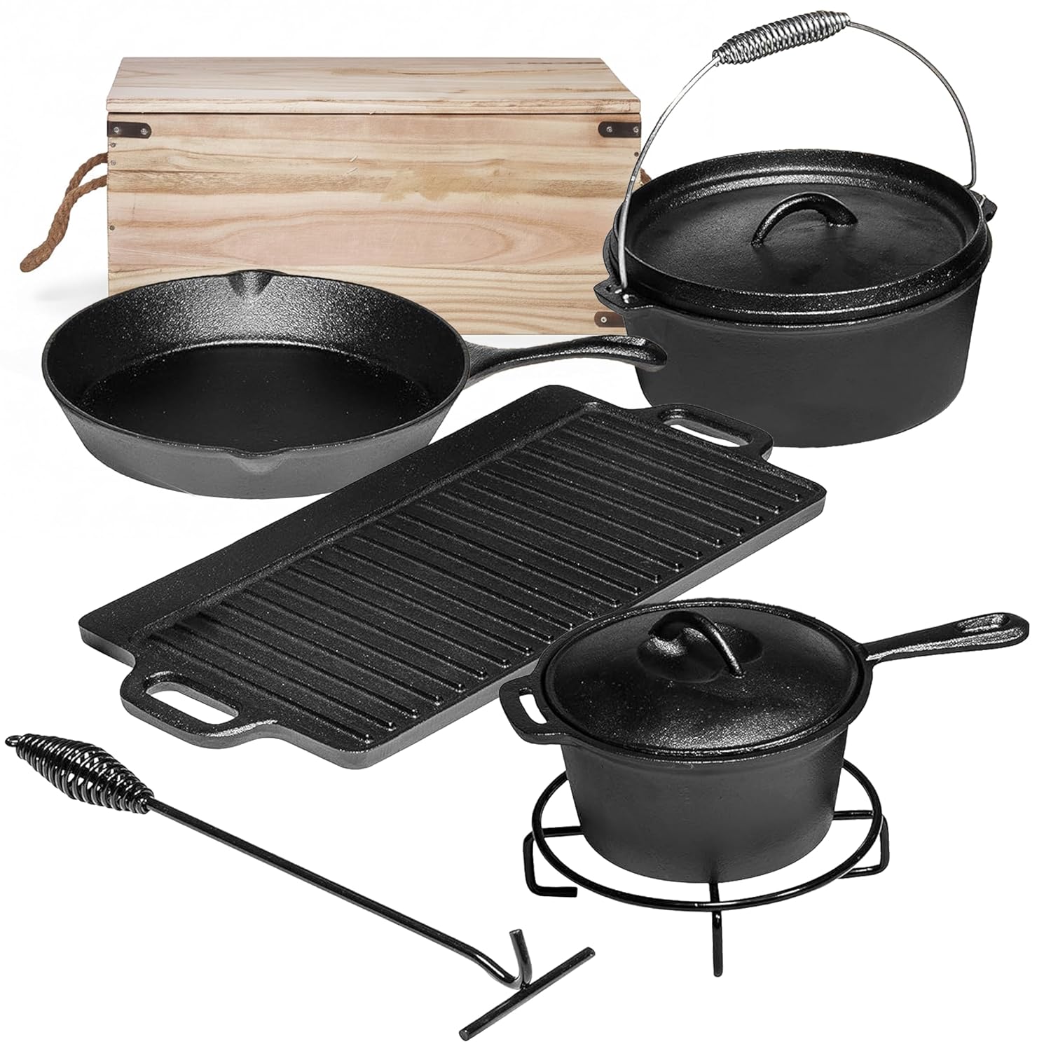 Camping Cooking Pot With Lid - Camping Cooking Set Of 7. Pre