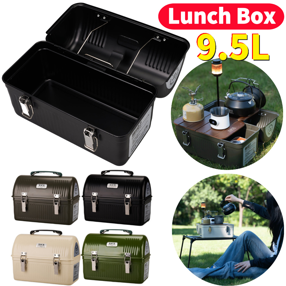9.5L Vintage Camping Metal Lun - Camping Cooking Box ulasan dan harga