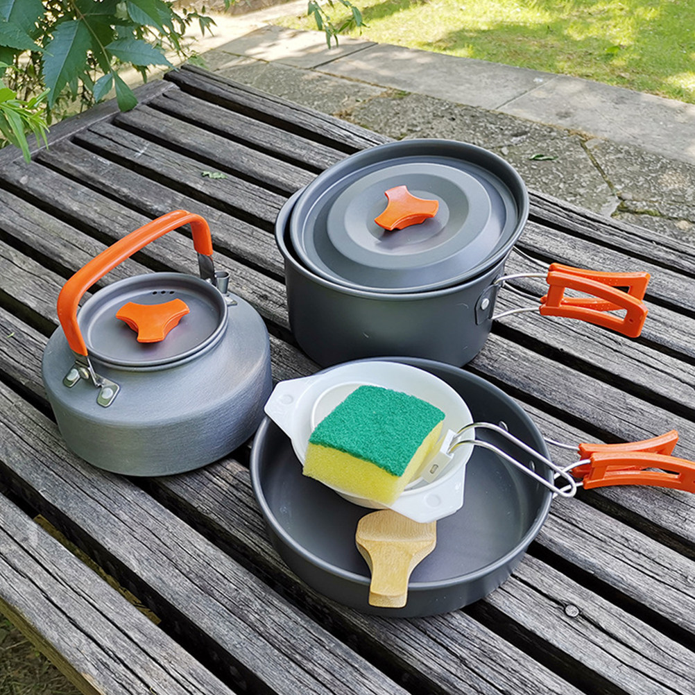 7Pcs Compact Camping Tableware - Camping Cooking Set Compact ulasan dan harga