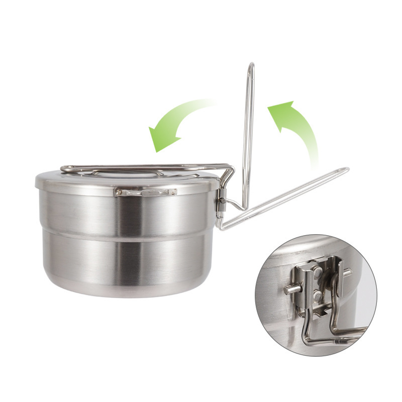 Outdoor Stainless Steel Cookin - Camping Cooking Pot With Lid ulasan dan harga