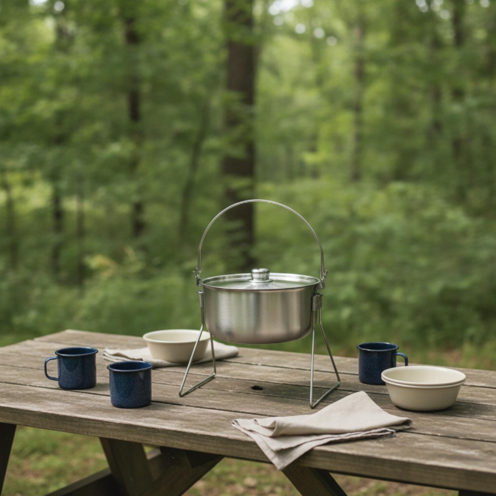 Pot with Tripod Frame Stainles - Camping Cooking Pot With Lid ulasan dan harga