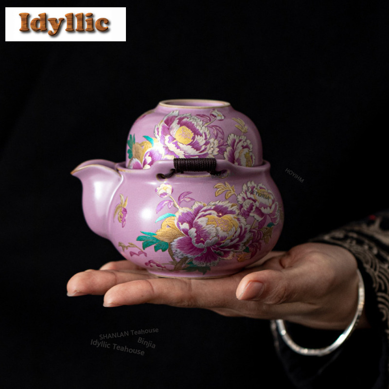 Purple Ru Peony Travel Tea Set - Japanese Camping Cooking ulasan dan harga