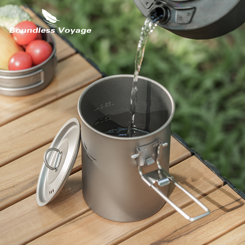 Boundless Voyage 900ml Titaniu - Camping Cooking Pot With Lid ulasan dan harga